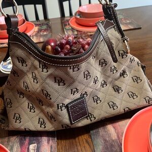 Dooney & Bourke Tan and Brown Shoulder Bag